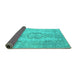 Sideview of Persian Turquoise Bohemian Rug, con732turq