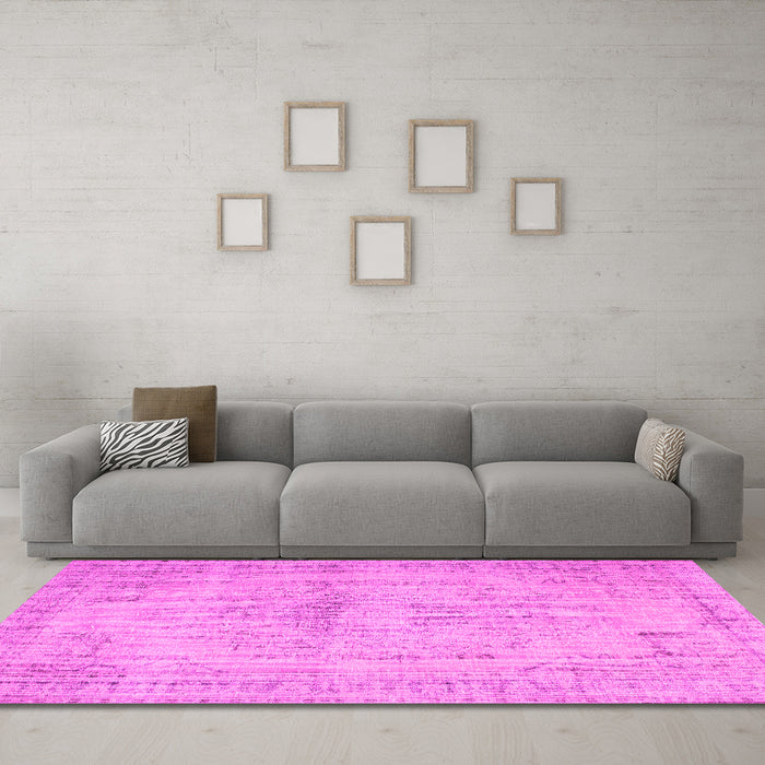 Machine Washable Abstract Pink Contemporary Rug in a Living Room, wshcon733pnk