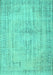 Machine Washable Abstract Turquoise Contemporary Area Rugs, wshcon733turq