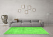 Machine Washable Abstract Green Contemporary Area Rugs in a Living Room,, wshcon733grn