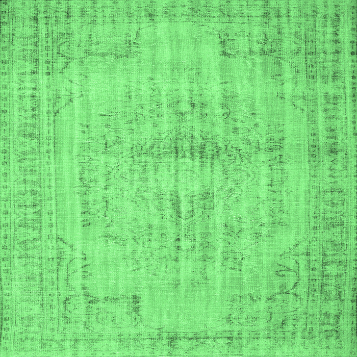 Square Machine Washable Abstract Emerald Green Contemporary Area Rugs, wshcon733emgrn