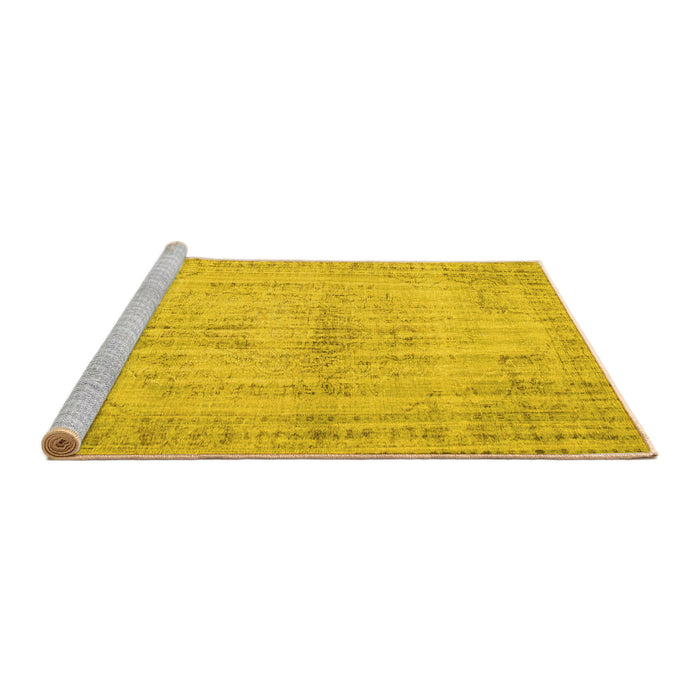 Sideview of Machine Washable Abstract Yellow Contemporary Rug, wshcon733yw