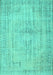 Abstract Turquoise Contemporary Rug, con733turq