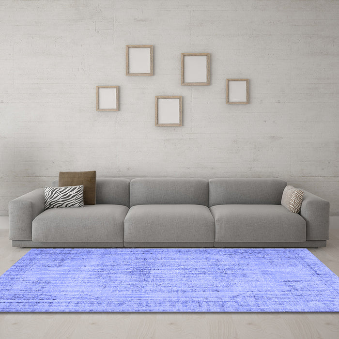 Machine Washable Abstract Blue Contemporary Rug in a Living Room, wshcon733blu