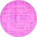 Round Abstract Pink Contemporary Rug, con733pnk