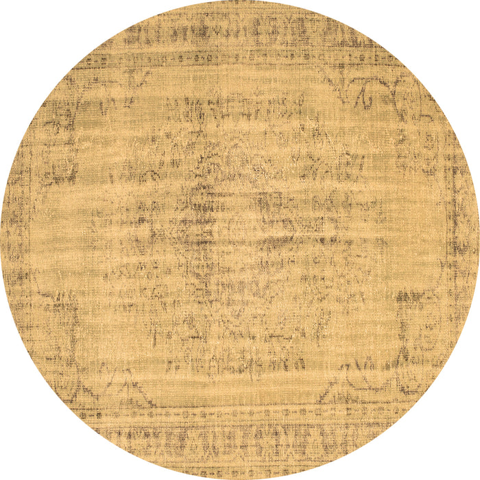 Round Abstract Brown Contemporary Rug, con733brn