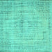 Square Abstract Turquoise Contemporary Rug, con733turq