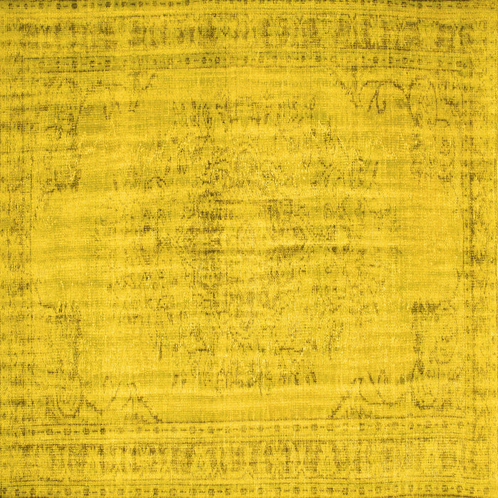Square Machine Washable Abstract Yellow Contemporary Rug, wshcon733yw