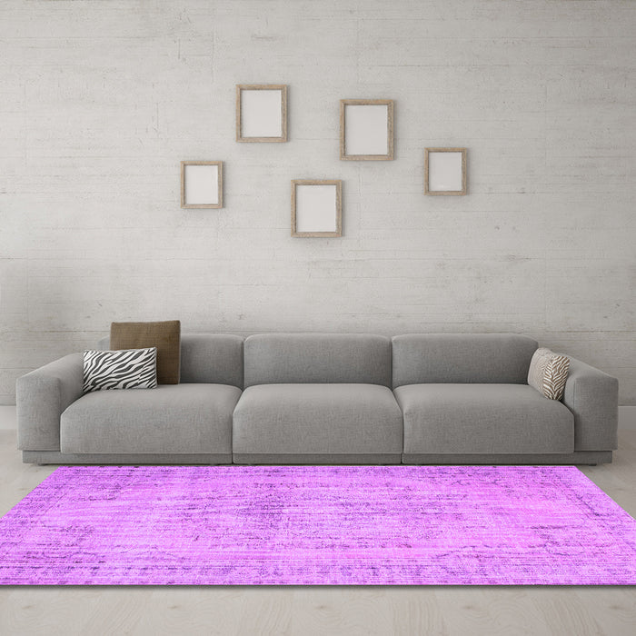 Machine Washable Abstract Purple Contemporary Area Rugs in a Living Room, wshcon733pur