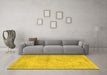 Machine Washable Abstract Yellow Contemporary Rug in a Living Room, wshcon733yw