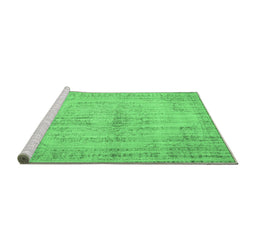 Sideview of Machine Washable Abstract Emerald Green Contemporary Area Rugs, wshcon733emgrn