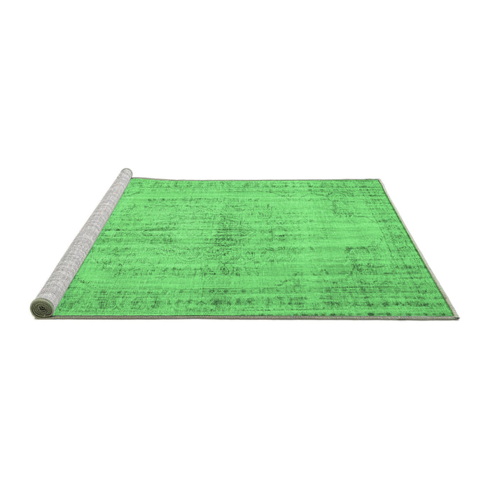 Sideview of Machine Washable Abstract Emerald Green Contemporary Area Rugs, wshcon733emgrn
