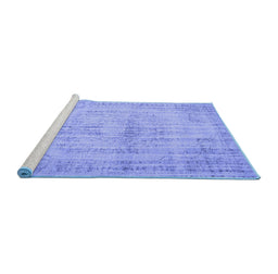 Sideview of Machine Washable Abstract Blue Contemporary Rug, wshcon733blu