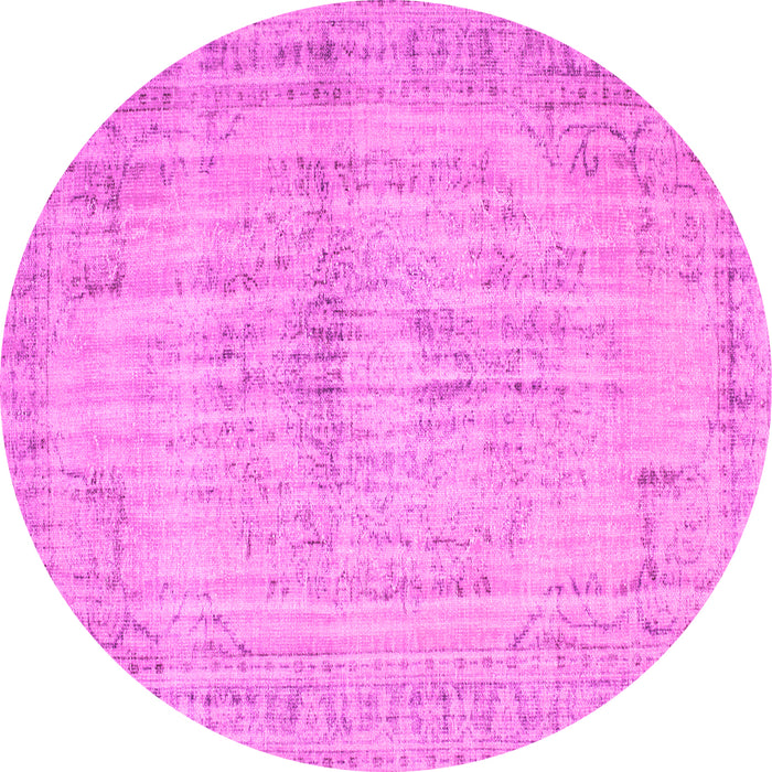 Round Machine Washable Abstract Pink Contemporary Rug, wshcon733pnk