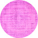 Round Machine Washable Abstract Pink Contemporary Rug, wshcon733pnk