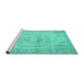 Sideview of Machine Washable Abstract Turquoise Contemporary Area Rugs, wshcon733turq