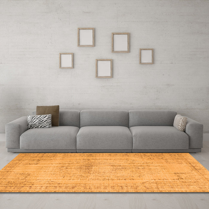 Machine Washable Abstract Orange Contemporary Area Rugs in a Living Room, wshcon733org