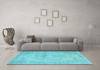 Machine Washable Abstract Light Blue Contemporary Rug, wshcon733lblu