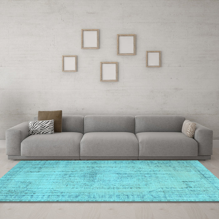 Machine Washable Abstract Light Blue Contemporary Rug in a Living Room, wshcon733lblu