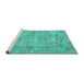 Sideview of Machine Washable Abstract Turquoise Contemporary Area Rugs, wshcon734turq