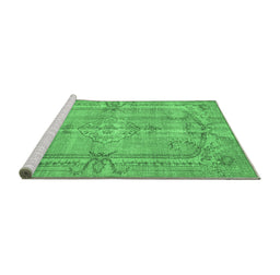 Sideview of Machine Washable Abstract Emerald Green Contemporary Area Rugs, wshcon734emgrn
