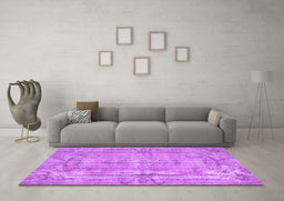 Machine Washable Abstract Purple Contemporary Area Rugs in a Living Room, wshcon734pur