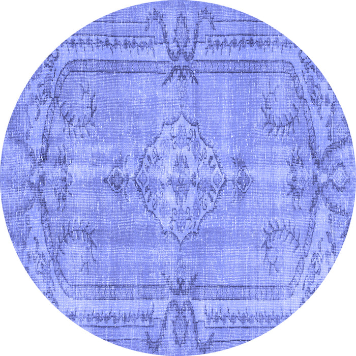 Round Abstract Blue Contemporary Rug, con734blu