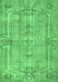 Machine Washable Abstract Emerald Green Contemporary Area Rugs, wshcon734emgrn