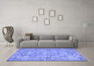 Machine Washable Abstract Blue Contemporary Rug in a Living Room, wshcon734blu