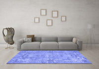 Machine Washable Abstract Blue Contemporary Rug, wshcon734blu