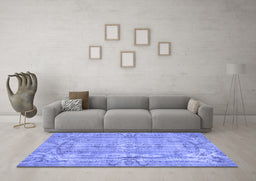 Machine Washable Abstract Blue Contemporary Rug in a Living Room, wshcon734blu