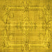 Square Machine Washable Abstract Yellow Contemporary Rug, wshcon734yw