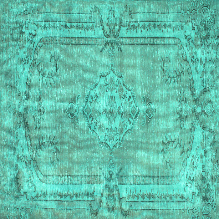 Square Abstract Turquoise Contemporary Rug, con734turq