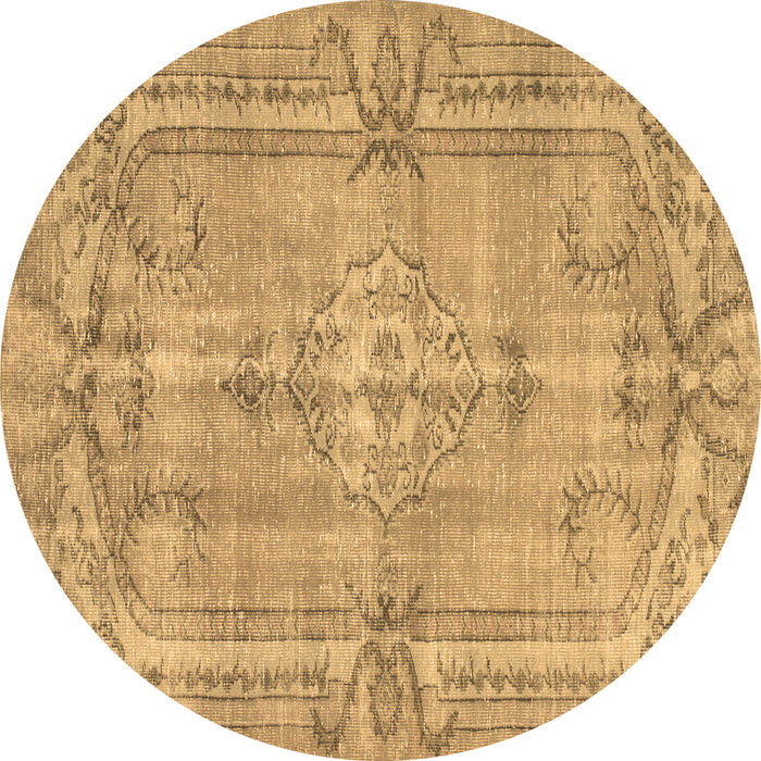 Round Abstract Brown Contemporary Rug, con734brn