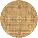 Round Abstract Brown Contemporary Rug, con734brn