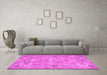 Machine Washable Abstract Pink Contemporary Rug in a Living Room, wshcon734pnk