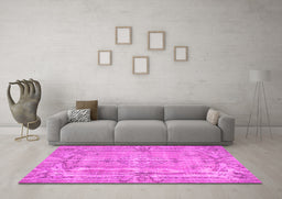Machine Washable Abstract Pink Contemporary Rug in a Living Room, wshcon734pnk