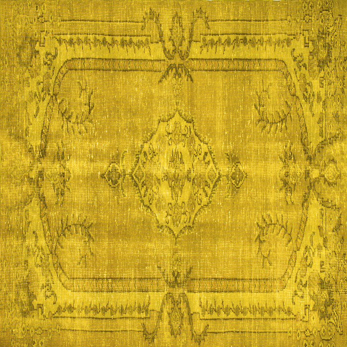 Square Abstract Yellow Contemporary Rug, con734yw