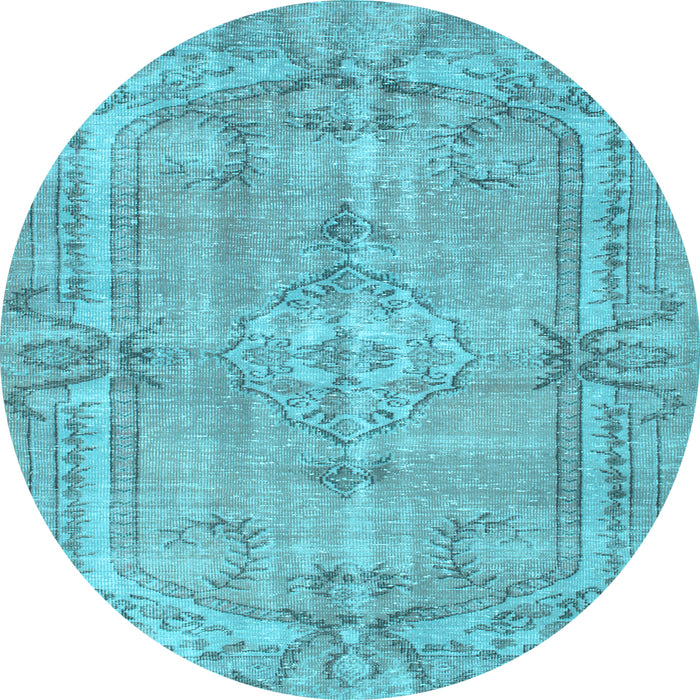 Round Abstract Light Blue Contemporary Rug, con734lblu