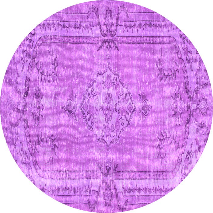 Round Machine Washable Abstract Purple Contemporary Area Rugs, wshcon734pur