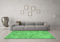 Machine Washable Abstract Emerald Green Contemporary Rug, wshcon734emgrn