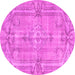 Round Machine Washable Abstract Pink Contemporary Rug, wshcon734pnk