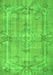 Serging Thickness of Machine Washable Abstract Green Contemporary Area Rugs, wshcon734grn