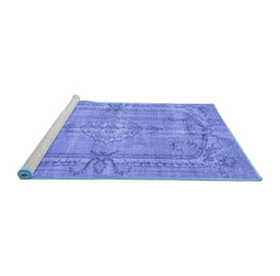 Sideview of Machine Washable Abstract Blue Contemporary Rug, wshcon734blu