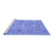 Sideview of Machine Washable Abstract Blue Contemporary Rug, wshcon734blu