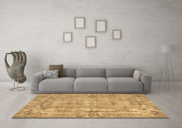 Machine Washable Abstract Brown Contemporary Rug in a Living Room,, wshcon734brn