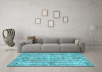 Machine Washable Abstract Light Blue Contemporary Rug, wshcon734lblu