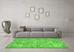 Machine Washable Abstract Green Contemporary Area Rugs in a Living Room,, wshcon734grn