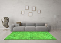 Machine Washable Abstract Green Contemporary Rug, wshcon734grn