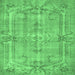 Square Machine Washable Abstract Emerald Green Contemporary Area Rugs, wshcon734emgrn